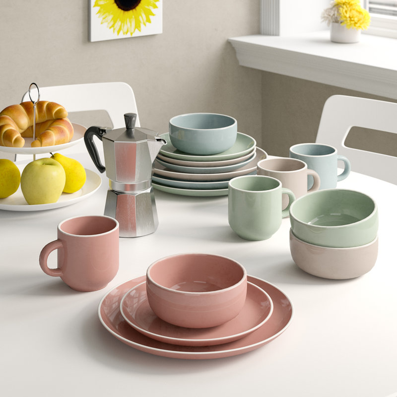 Creatable Chicago Pastel 16 Piece Dinnerware Set, Service for 4 & Reviews Wayfair.co.uk